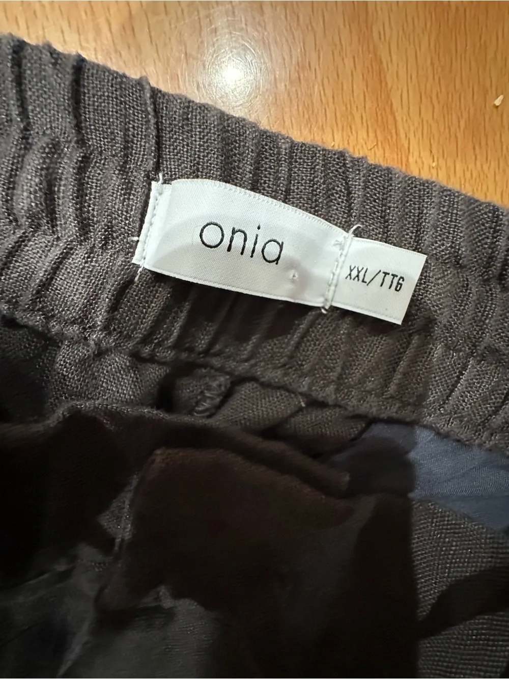 Onia men’s 100% Linen Drawstring Pants dark taupe XXL 2XL
